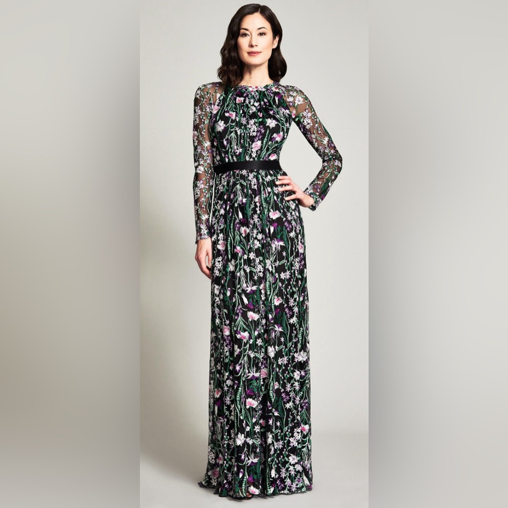 Tadashi Shoji Maiya Embroidered Floral Gown - Size 2